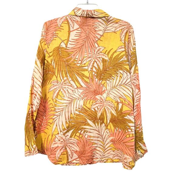 NWT Tahari Linen Button Up Blouse Size Med Hawaiian Tropical Beach Pink Yellow - Picture 2 of 4